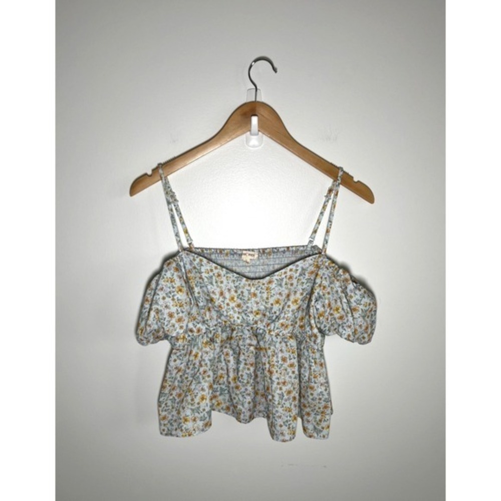 Womens Babydoll Top Cottage Fairy Festival Puff Sleeve Floral Large